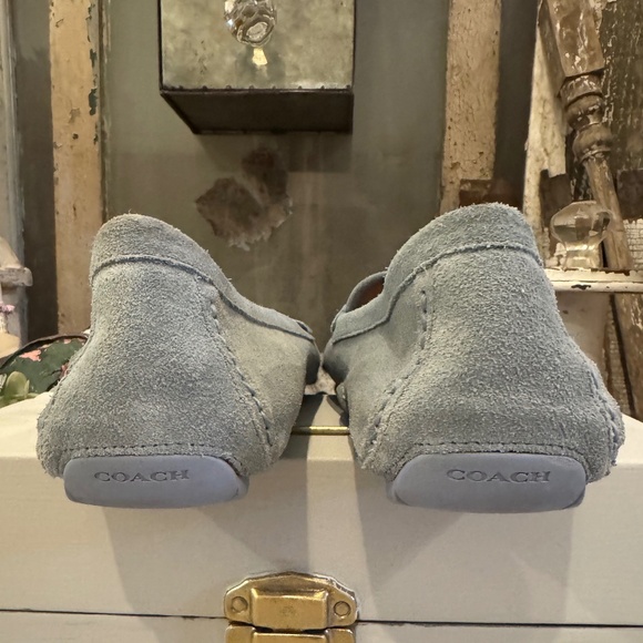 Coach ARLENE SUEDE Leather HORSE BIT Driving LOAFER Moccasin Light BLUE 9/39 - Picture 10 of 11